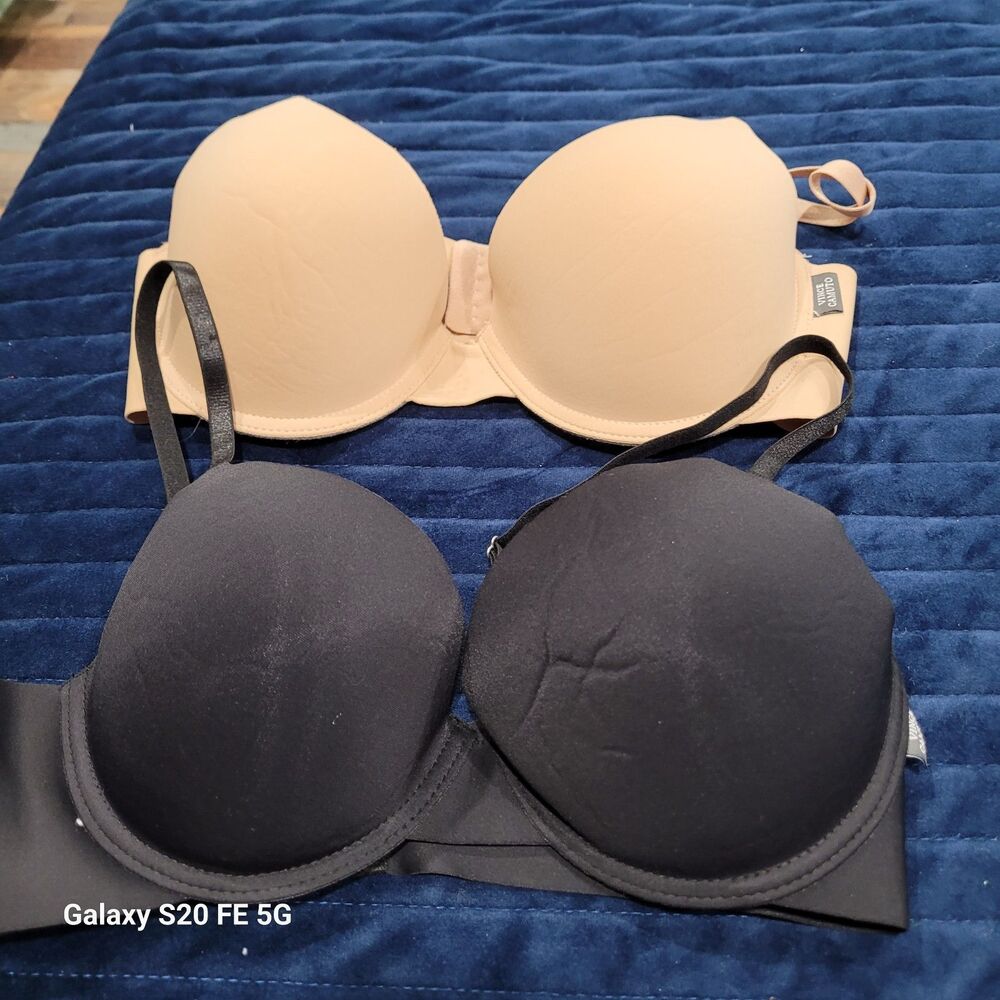 Lot Of 2 Vince Camuto Full Coverage Bra's Black/nude Size 36C B28